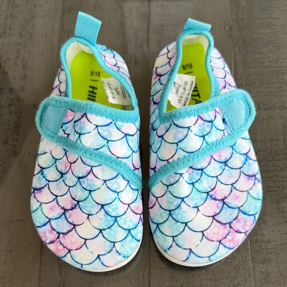 Kids Aqua Mermaid Scale Water Shoes - Teal/Pink. Size 9/10 Toddler.